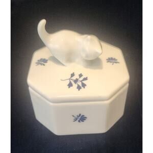 Herend Apponyi Blue Cat Trinket Box – Hand Painted Porcelain – Hungary